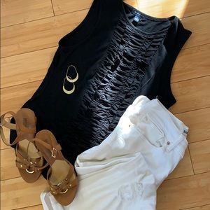 Banana Republic Tuxedo Ruffle Sleeveless Shirt